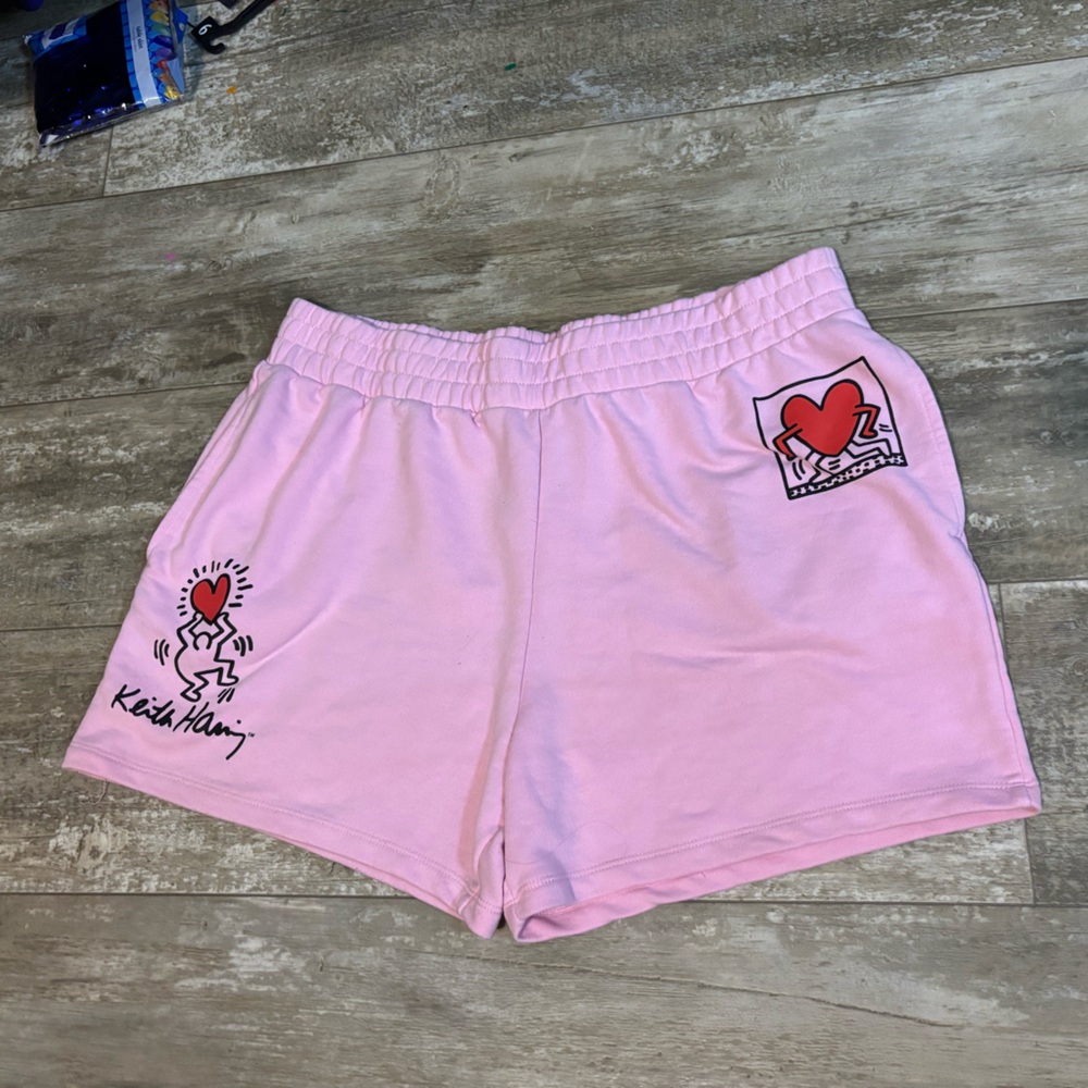 Keith Haring Pink Graphic Athletic Lounge Shorts size xl